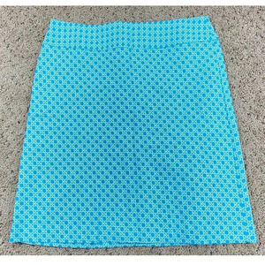 Talbots petite turquoise blue printed skirt back zipper size 12 p